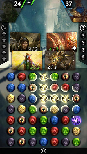 Gameplay of the Magic: The gathering. Puzzle quest for Android phone or tablet.