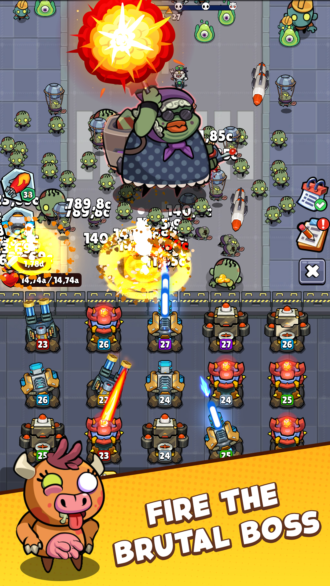 Merge Cannon - Idle zombie war - Android game screenshots.