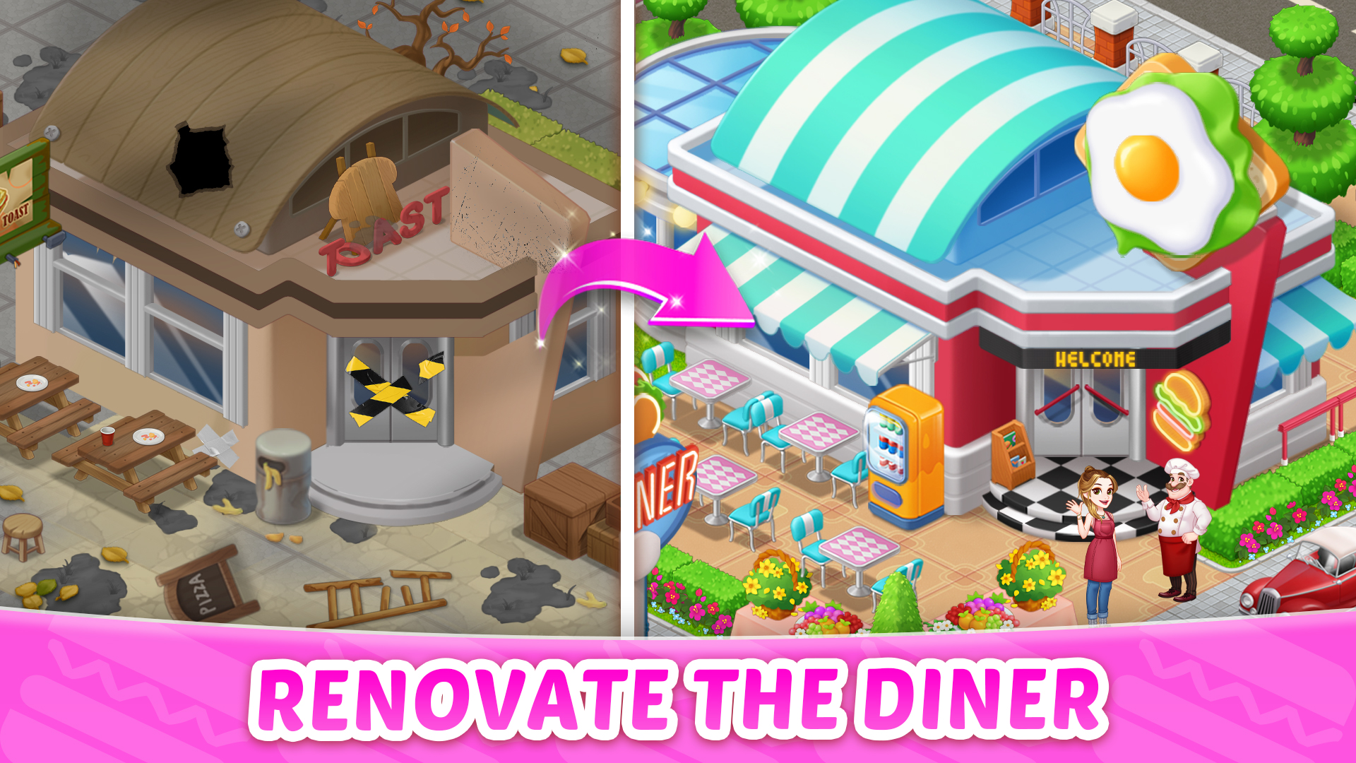 Merge Cooking: Restaurant Game - Android game screenshots.