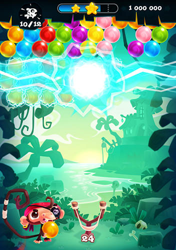 Gameplay of the Monkey pop: Bubble game for Android phone or tablet.