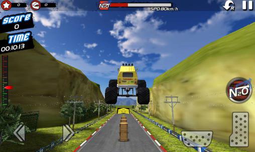 Gameplay of the Monster truck 4x4 stunt racer for Android phone or tablet.