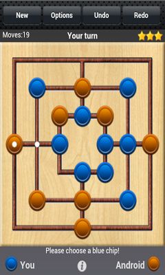 Gameplay of the Nine Men's Morris for Android phone or tablet.