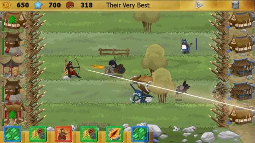 Gameplay of the Ninja cats vs samurai dogs for Android phone or tablet.
