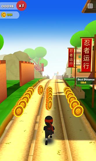 Gameplay of the Ninja runner 3D for Android phone or tablet.
