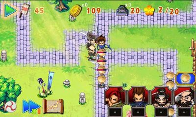 Gameplay of the Ninja Tower Defense for Android phone or tablet.