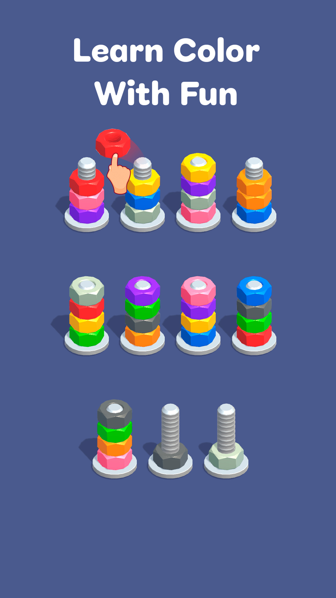 Nuts & Bolts, Color Screw Sort - Android game screenshots.