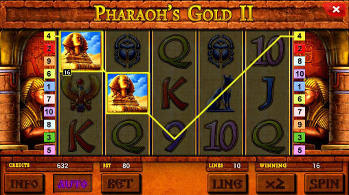 Gameplay of the Pharaoh's gold 2 deluxe slot for Android phone or tablet.