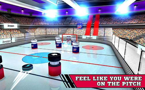 Gameplay of the Pin hockey: Ice arena for Android phone or tablet.