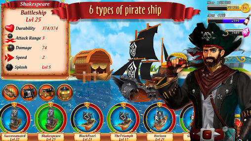 Gameplay of the Pirate battles: Corsairs bay for Android phone or tablet.