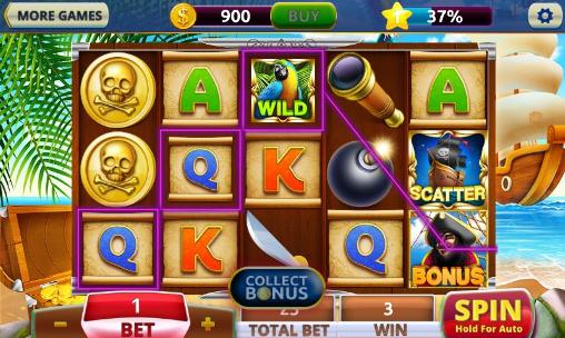 Gameplay of the Pirates slots casino for Android phone or tablet.