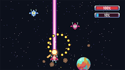 Pixel journey: 2D space shooter - Android game screenshots.