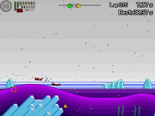 Gameplay of the Pixel boat rush for Android phone or tablet.