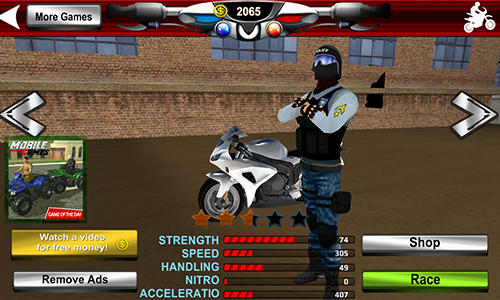Gameplay of the Police motorcycle crime sim for Android phone or tablet.