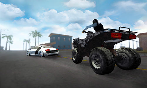 Gameplay of the Police quad chase simulator 3D for Android phone or tablet.