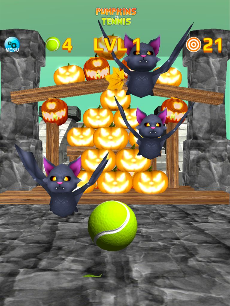 Pumpkins vs Tennis Knockdown - Android game screenshots.
