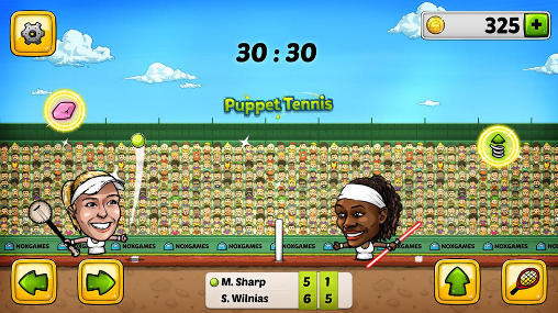 Gameplay of the Puppet tennis: Forehand topspin for Android phone or tablet.