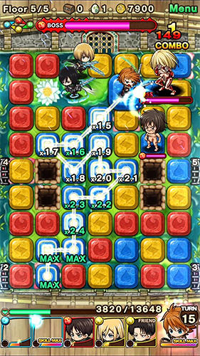 Gameplay of the Puzzle monster quest: Attack on titan for Android phone or tablet.