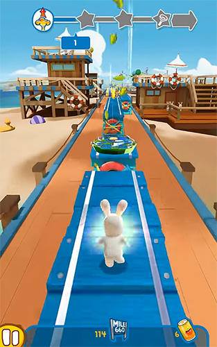 Gameplay of the Rabbids: Crazy rush for Android phone or tablet.