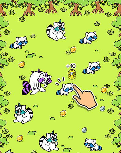 Raccoon evolution: Make cute mutant coons - Android game screenshots.