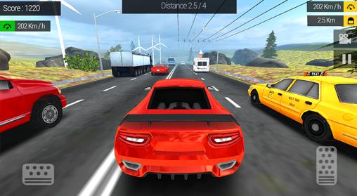Gameplay of the Racing in traffic for Android phone or tablet.