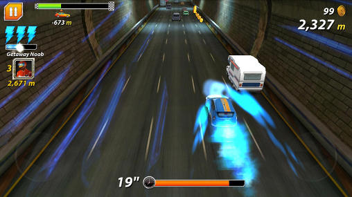 Gameplay of the Road: Car chase. Outta lane for Android phone or tablet.