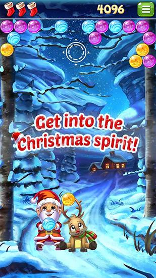 Gameplay of the Santa pop: Bubble shooter for Android phone or tablet.