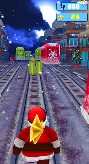Gameplay of the Santa runner: Xmas subway surf for Android phone or tablet.