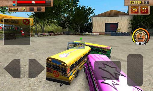 Gameplay of the School bus: Demolition derby for Android phone or tablet.
