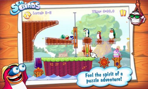 Gameplay of the Sea birds. Happy penguins for Android phone or tablet.