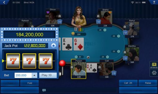 Gameplay of the Shahi India poker for Android phone or tablet.