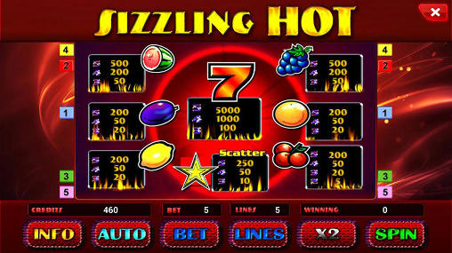 Gameplay of the Sizzling hot deluxe slots for Android phone or tablet.