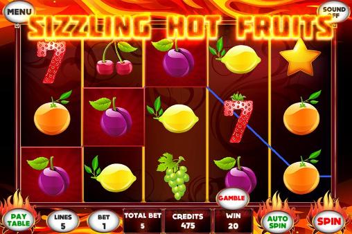 Gameplay of the Sizzling hot fruits slot for Android phone or tablet.