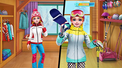 Ski girl superstar: Winter sports and fashion game - Android game screenshots.