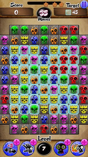 Gameplay of the Skull candy match for Android phone or tablet.
