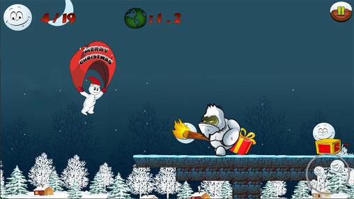 Gameplay of the Snowman run for Android phone or tablet.
