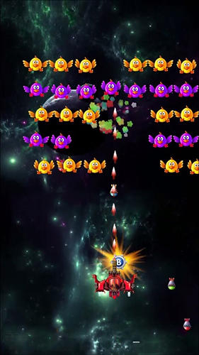Gameplay of the Space invaders: Chicken shooter for Android phone or tablet.