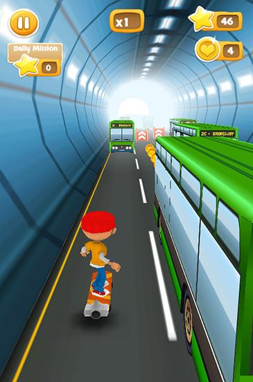 Gameplay of the Subway 4 lane: Surfer for Android phone or tablet.