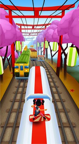 Gameplay of the Subway surfers: World tour Tokyo for Android phone or tablet.