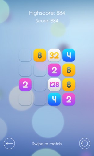 Gameplay of the Super 2048 for Android phone or tablet.