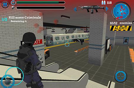 Gameplay of the SWAT team: Counter terrorist for Android phone or tablet.