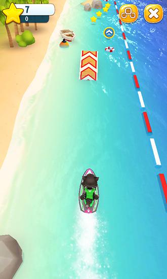 Gameplay of the Talking Tom jetski for Android phone or tablet.