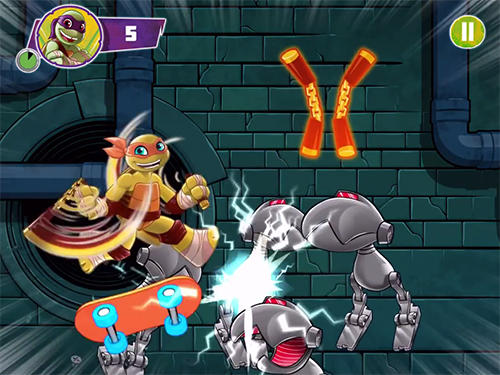 Gameplay of the Teenage mutant ninja turtles: Half-shell heroes for Android phone or tablet.