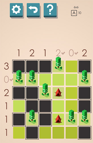 Tents and trees puzzles - Android game screenshots.