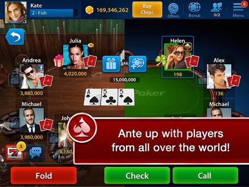 Gameplay of the Texas holdem poker: Celeb poker for Android phone or tablet.
