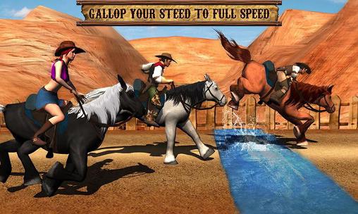Gameplay of the Texas: Wild horse race 3D for Android phone or tablet.