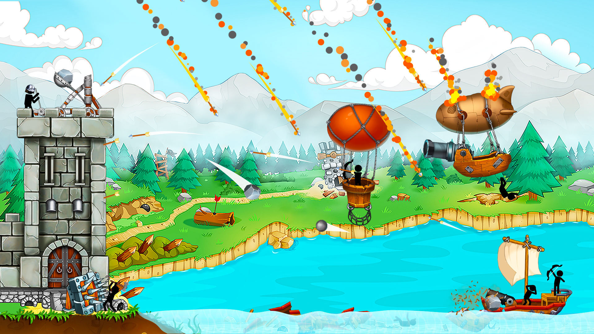 The Catapult: Stickman Pirates - Android game screenshots.
