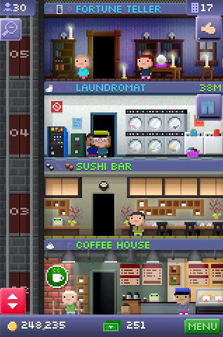 Gameplay of the Tiny tower for Android phone or tablet.