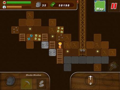 Gameplay of the Treasure miner: A mining game for Android phone or tablet.