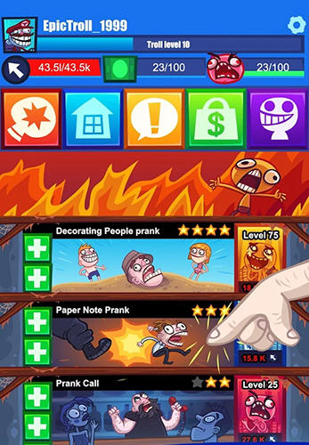 Troll face clicker quest - Android game screenshots.