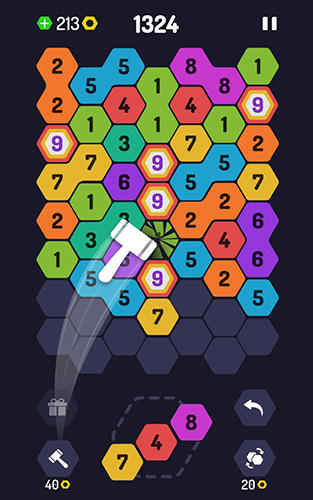 Up 9: Hexa puzzle! Merge numbers to get 9 - Android game screenshots.